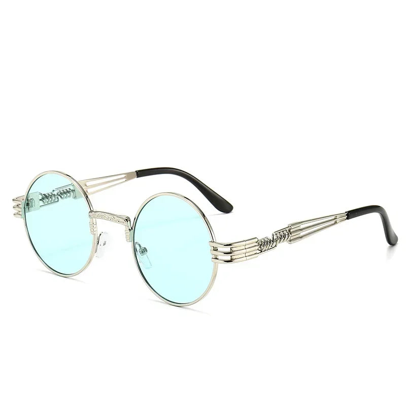 Lunettes de soleil homme rondes bleu clair