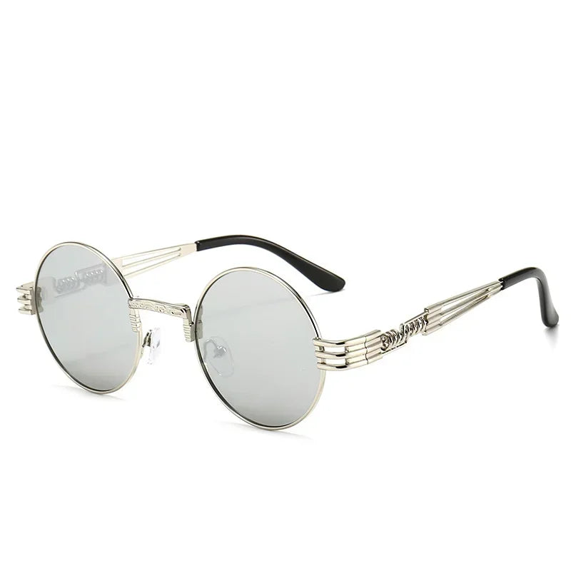 Lunettes de soleil homme rondes gris clair