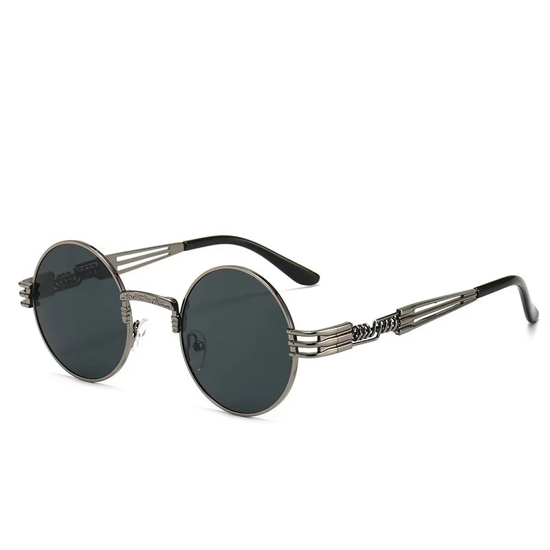 Lunettes de soleil homme rondes gris noir