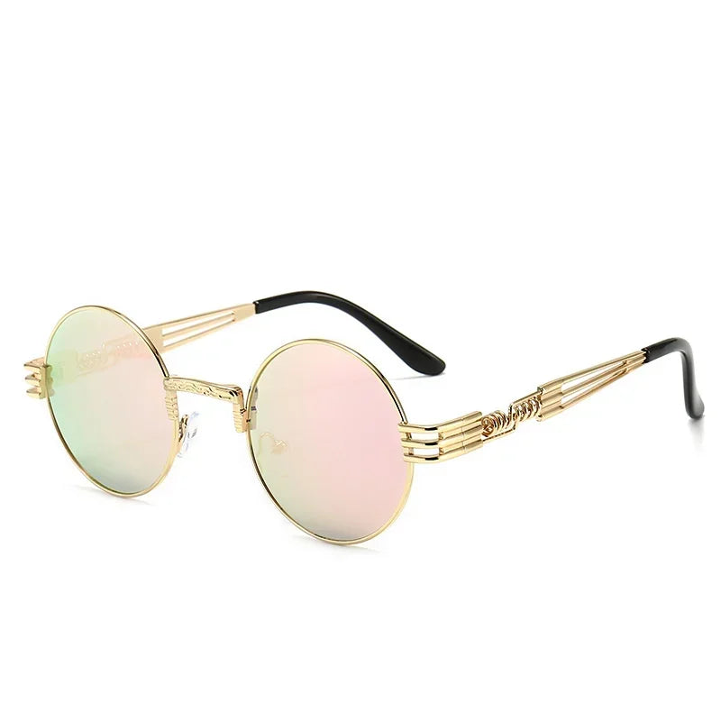 Lunettes de soleil homme rondes rose