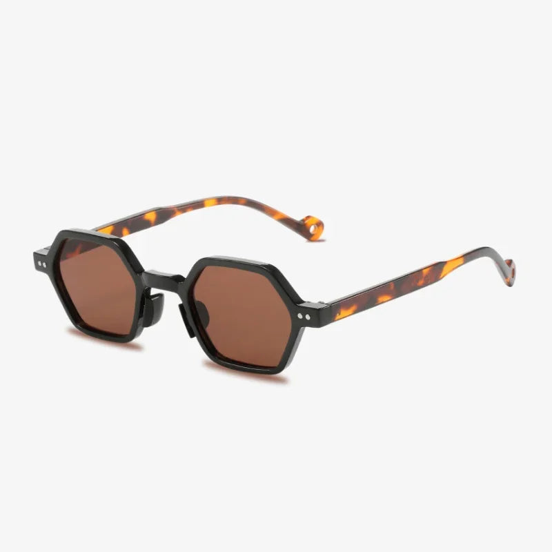 Lunettes de soleil octogonales léopard noir