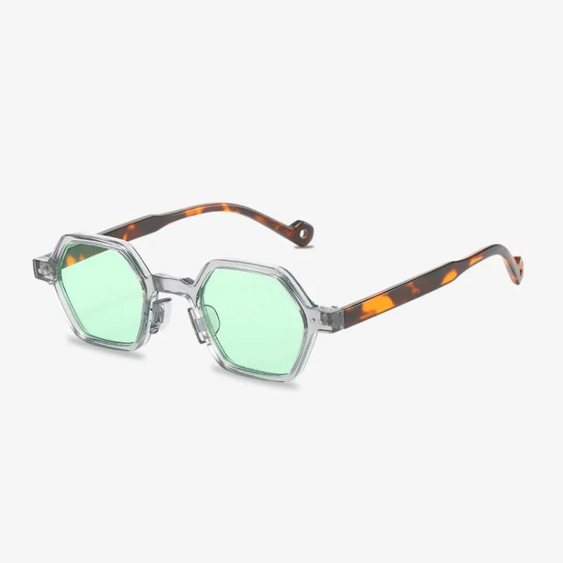 Lunettes de soleil octogonales léopard vert