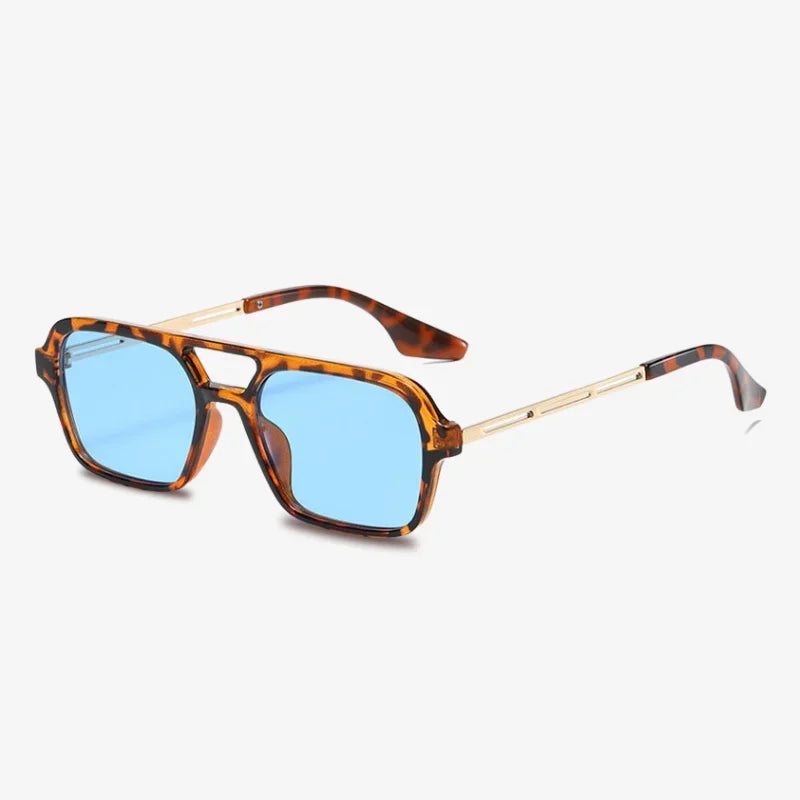 Lunettes de soleil old school léopard - bleu