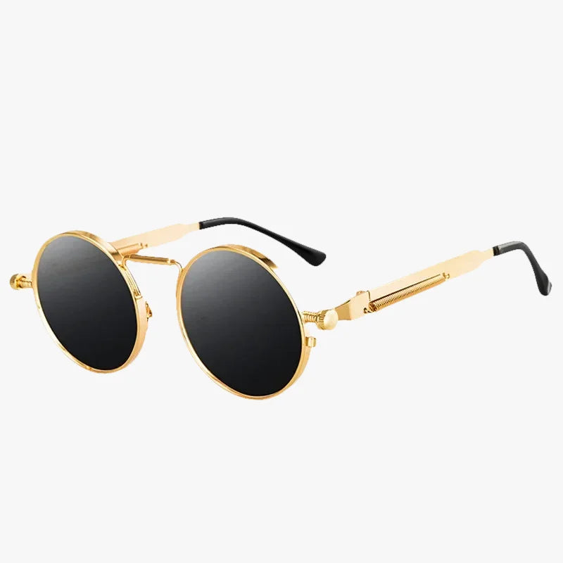 Lunettes ronde de soleil or noir