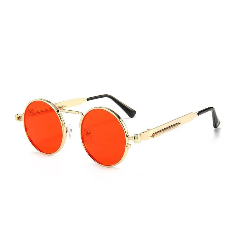Lunettes ronde de soleil or rouge
