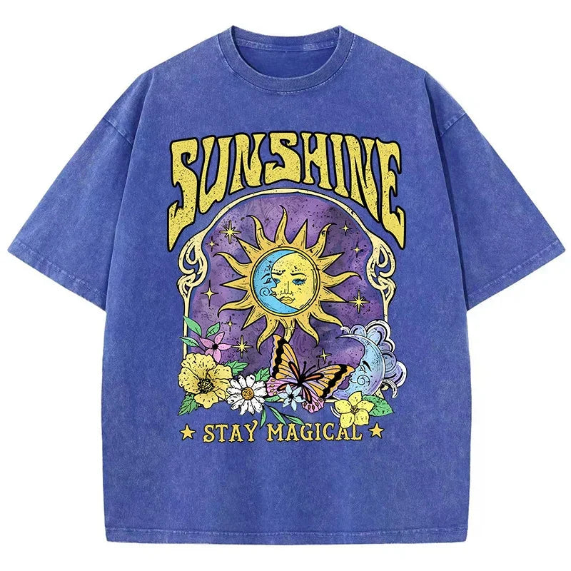 T-shirt délavé sunshine bleu / s