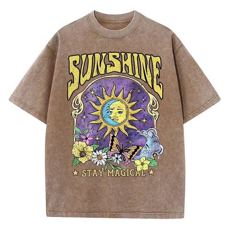 T-shirt délavé sunshine marron / s