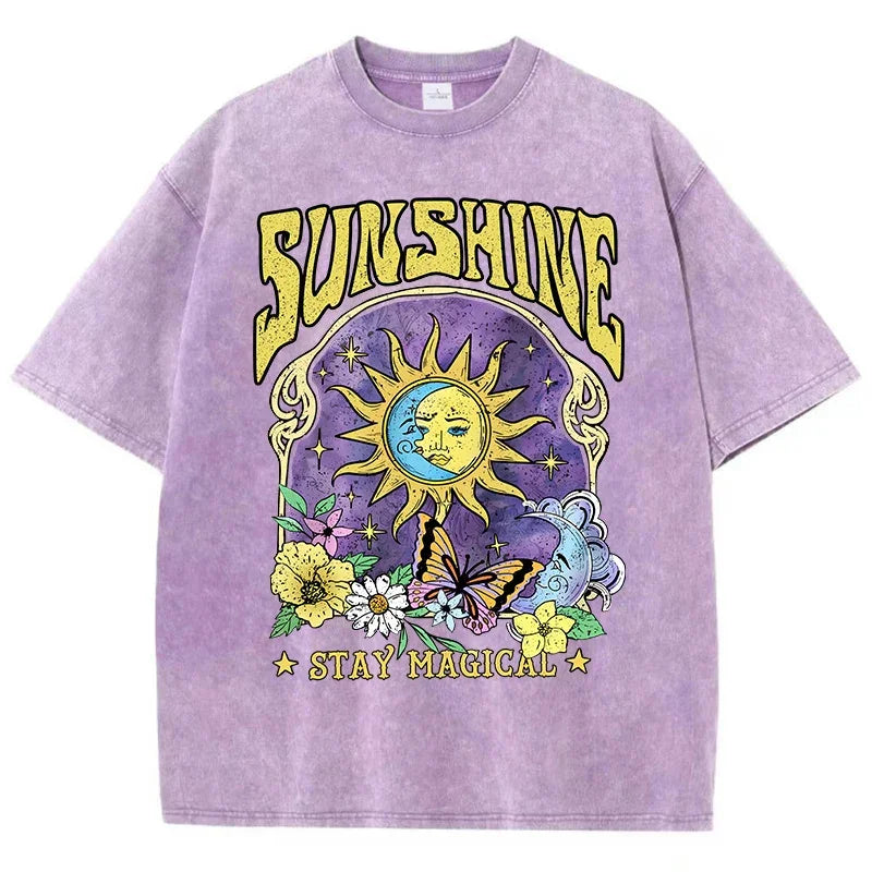 T-shirt délavé sunshine mauve / s