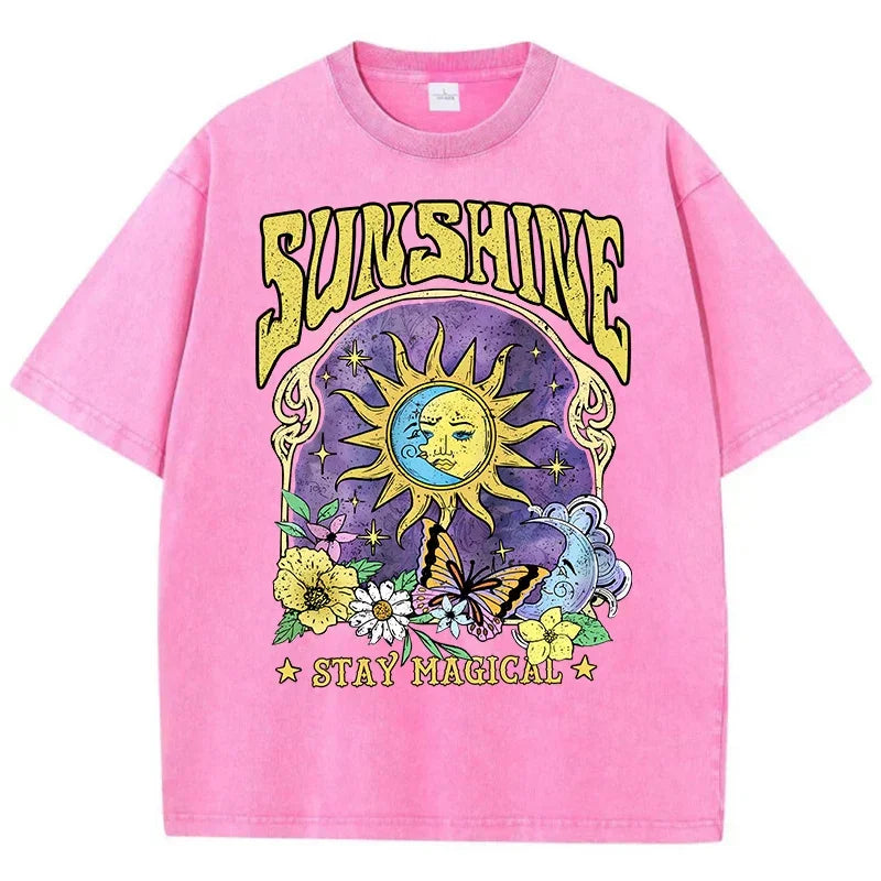T-shirt délavé sunshine rose / s
