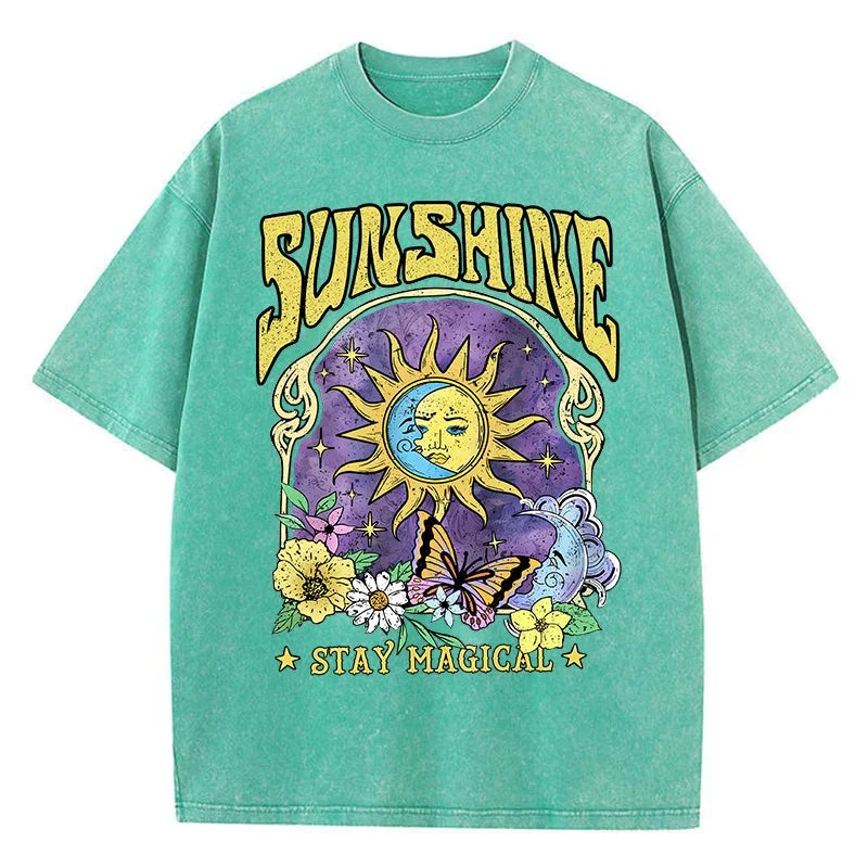T-shirt délavé sunshine turquoise / s