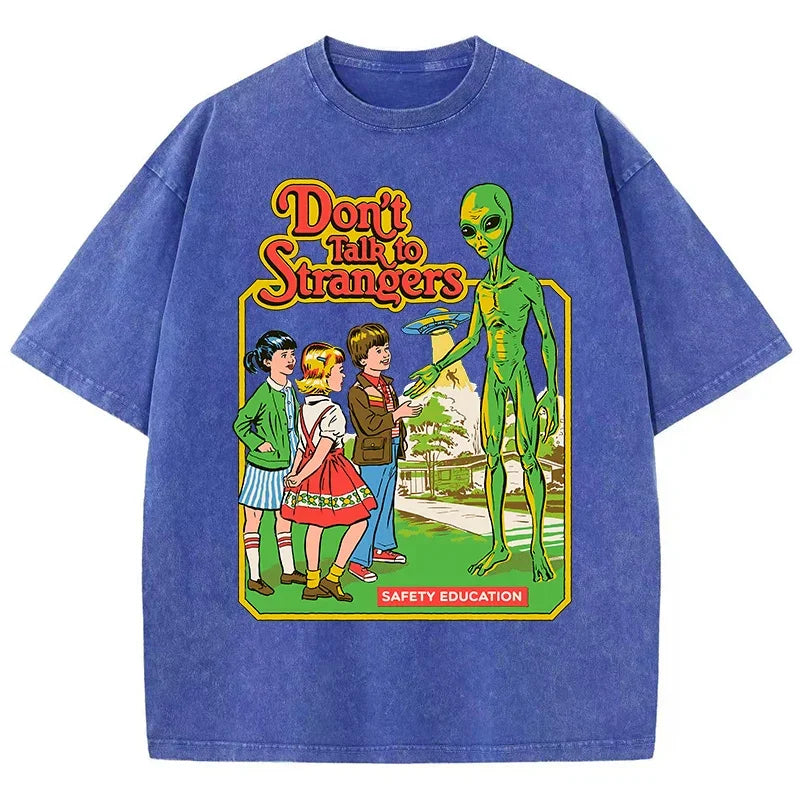 T-shirt don’t talk to strangers bleu / xs