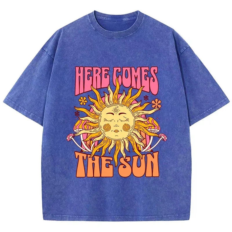 T-shirt here comes the sun bleu / xs