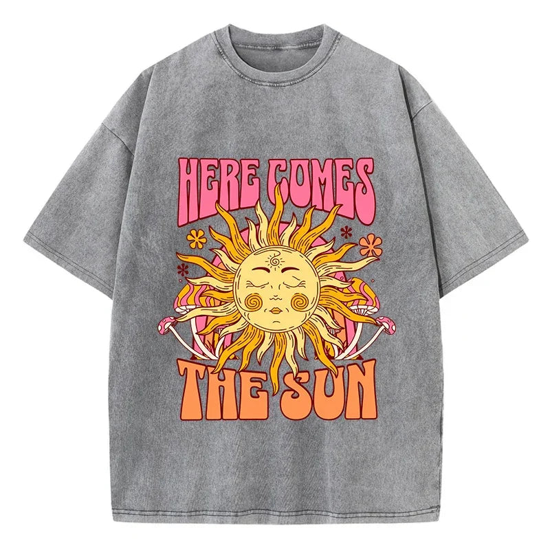 T-shirt here comes the sun gris / xs