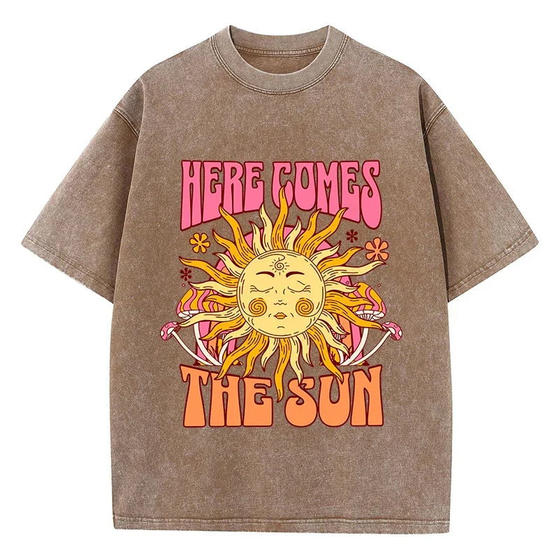 T-shirt here comes the sun marron / xs