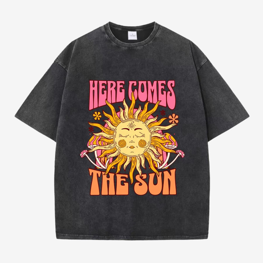 T-shirt here comes the sun noir / xs