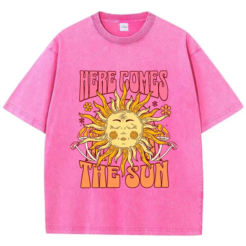 T-shirt here comes the sun rose / xs