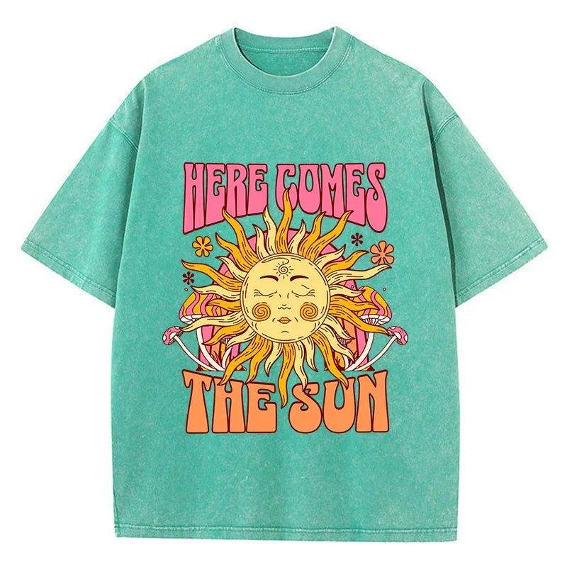 T-shirt here comes the sun vert clair / xs