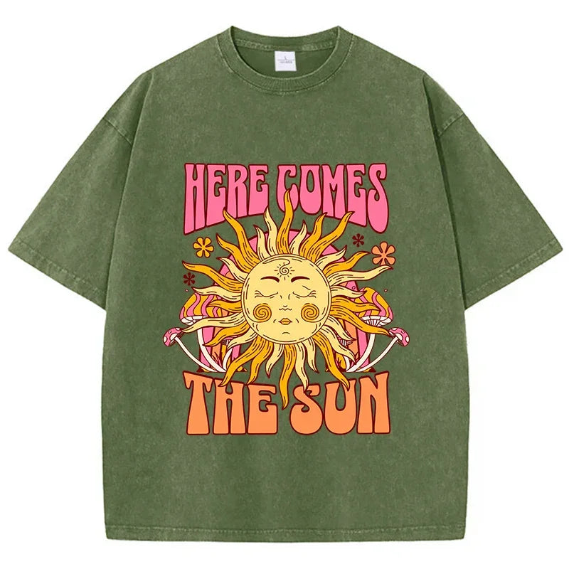T-shirt here comes the sun vert / xs