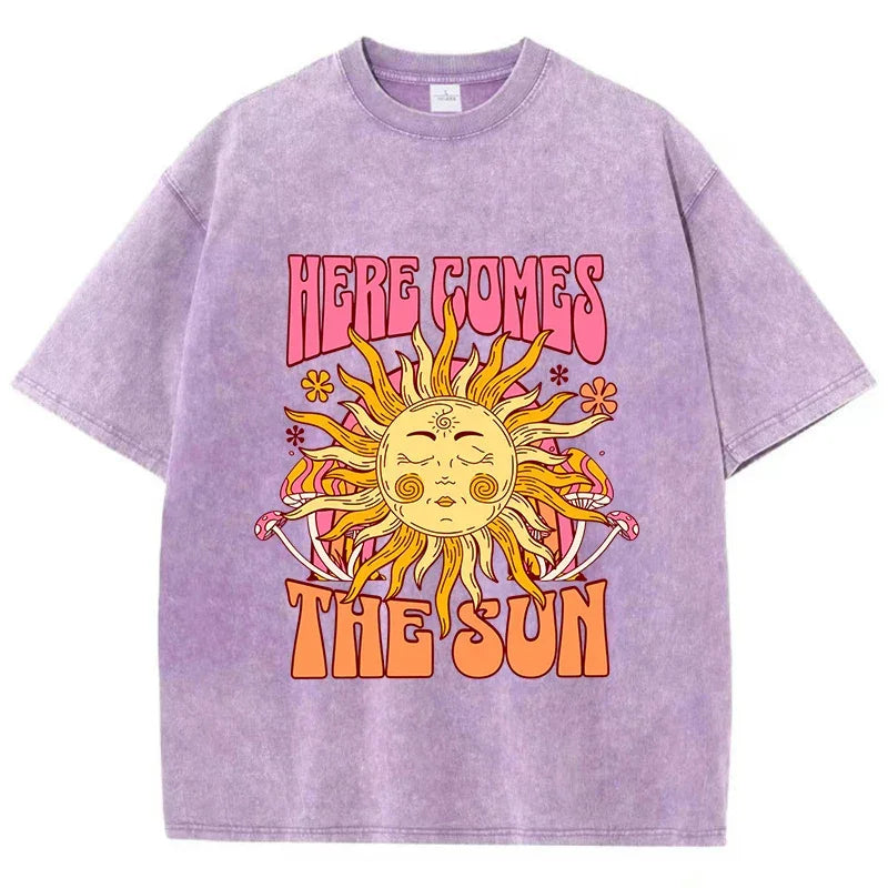 T-shirt here comes the sun violet / xs