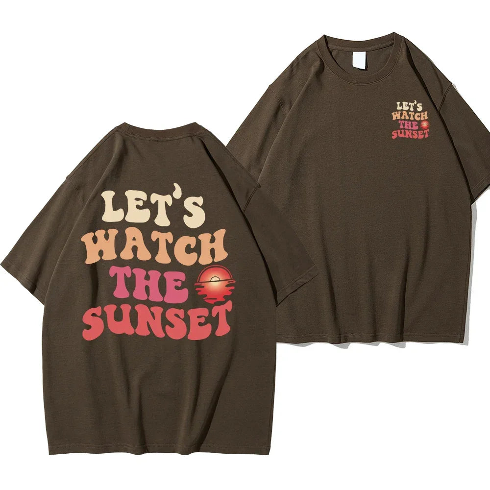 T-shirt let’s watch the sunset marron / s