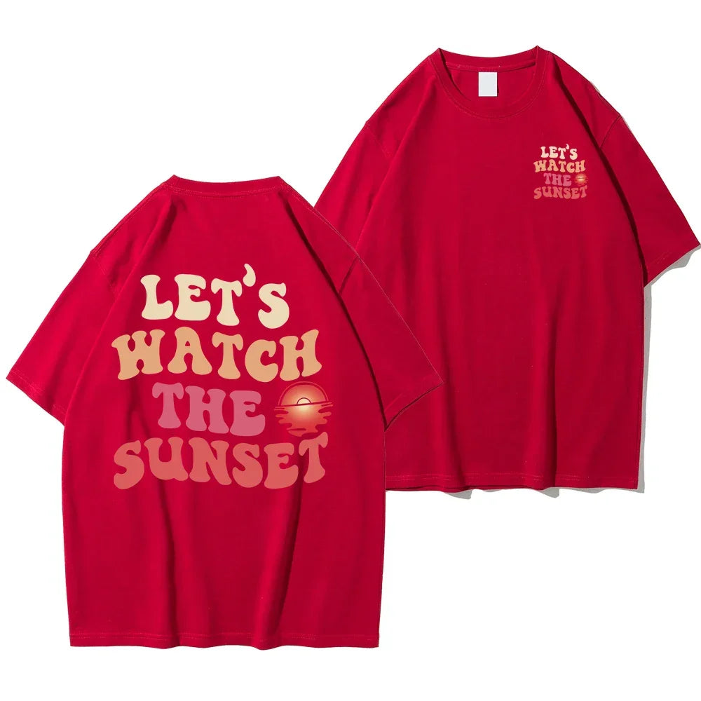 T-shirt let’s watch the sunset rouge / s