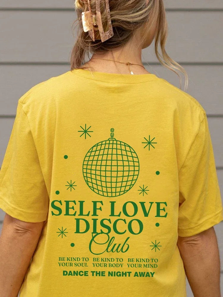 T-shirt self love disco club jaune / s