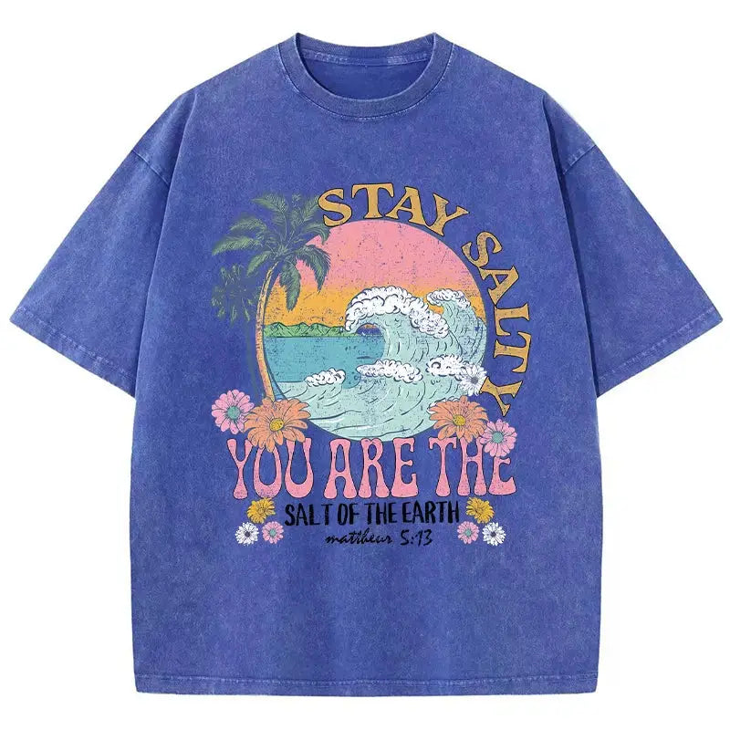 T-shirt stay salty bleu / xs