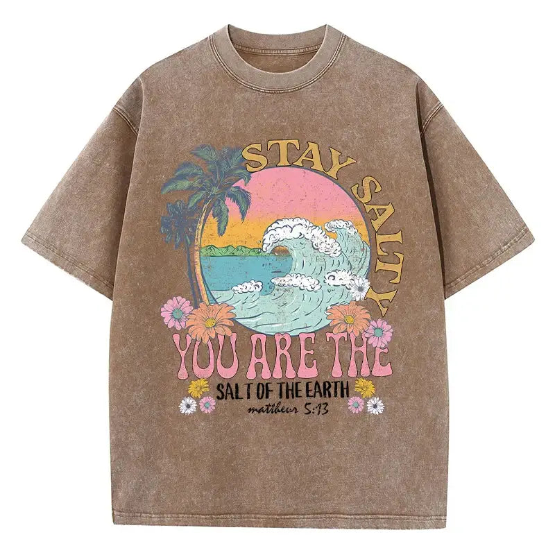 T-shirt stay salty marron / xs