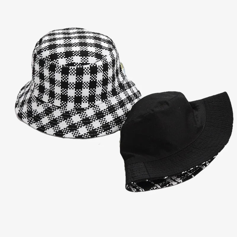 Chapeau bob à carreaux réversible carreaux