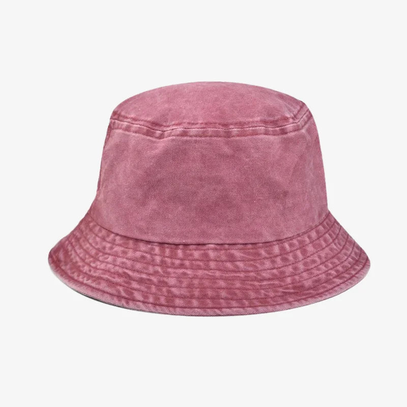 Chapeau bob coton en jean effet délavé bordeaux