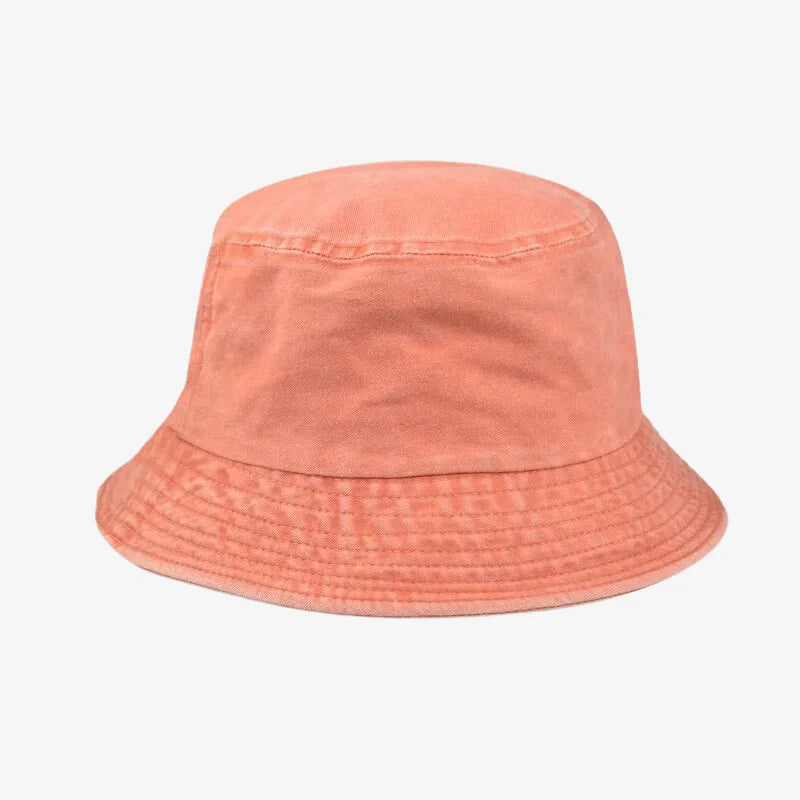 Chapeau bob coton en jean effet délavé orange