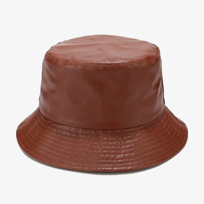 Chapeau bob cuir marron
