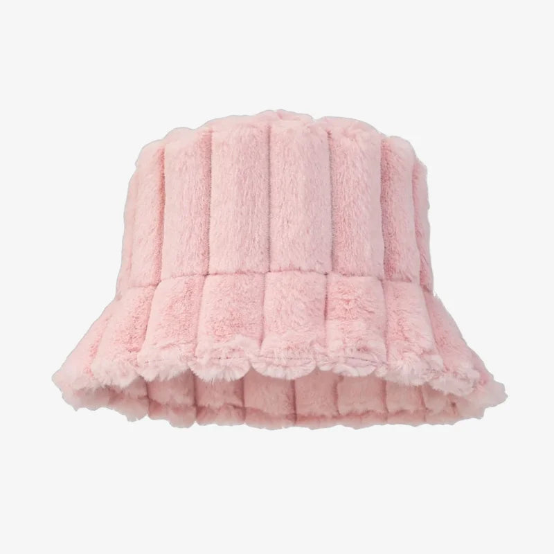 Chapeau bob duveteux rose
