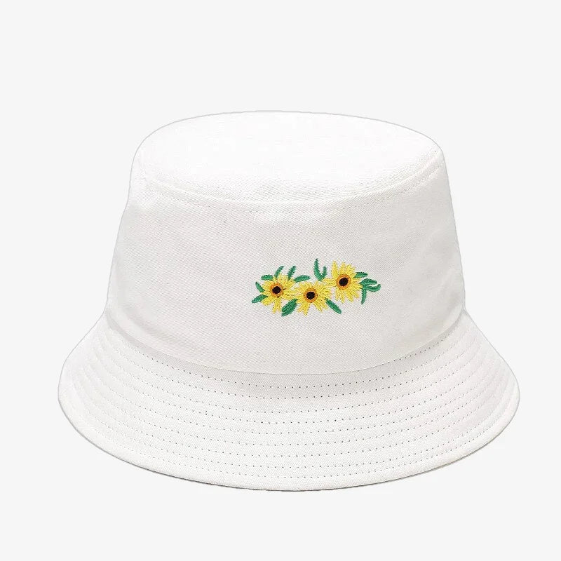 Chapeau bob fleuri femme blanc