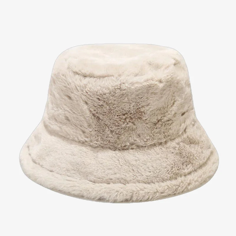Chapeau bob fourrure beige