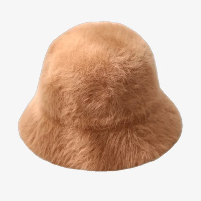 Chapeau bob fourrure femme camel