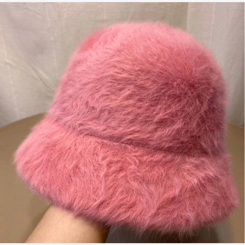 Chapeau bob fourrure femme rose