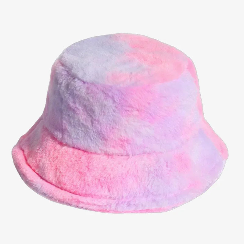 Chapeau bob fourrure tie and dye rose