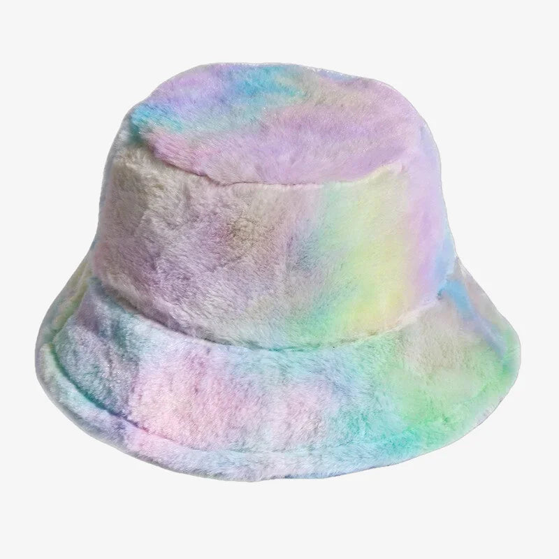 Chapeau bob fourrure tie and dye vert