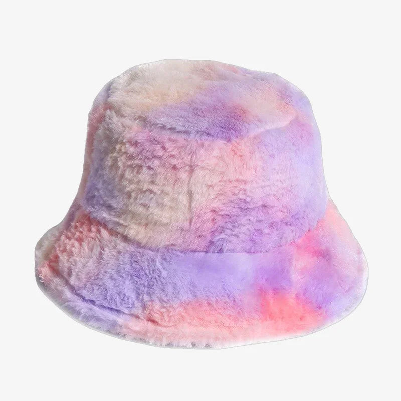 Chapeau bob fourrure tie and dye violet