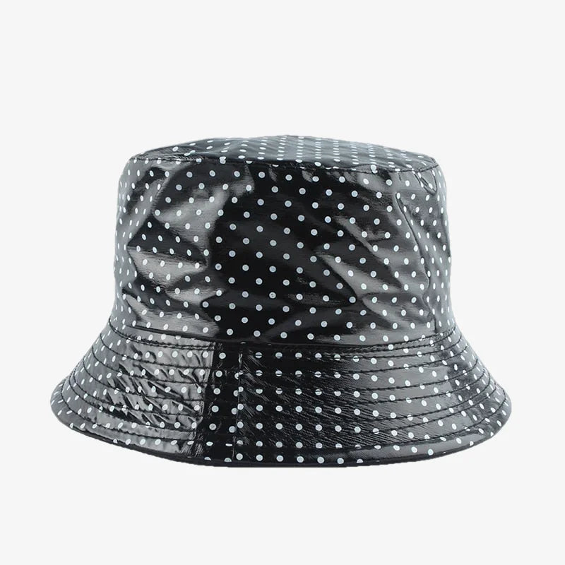 Chapeau bob imperméable à pois noir