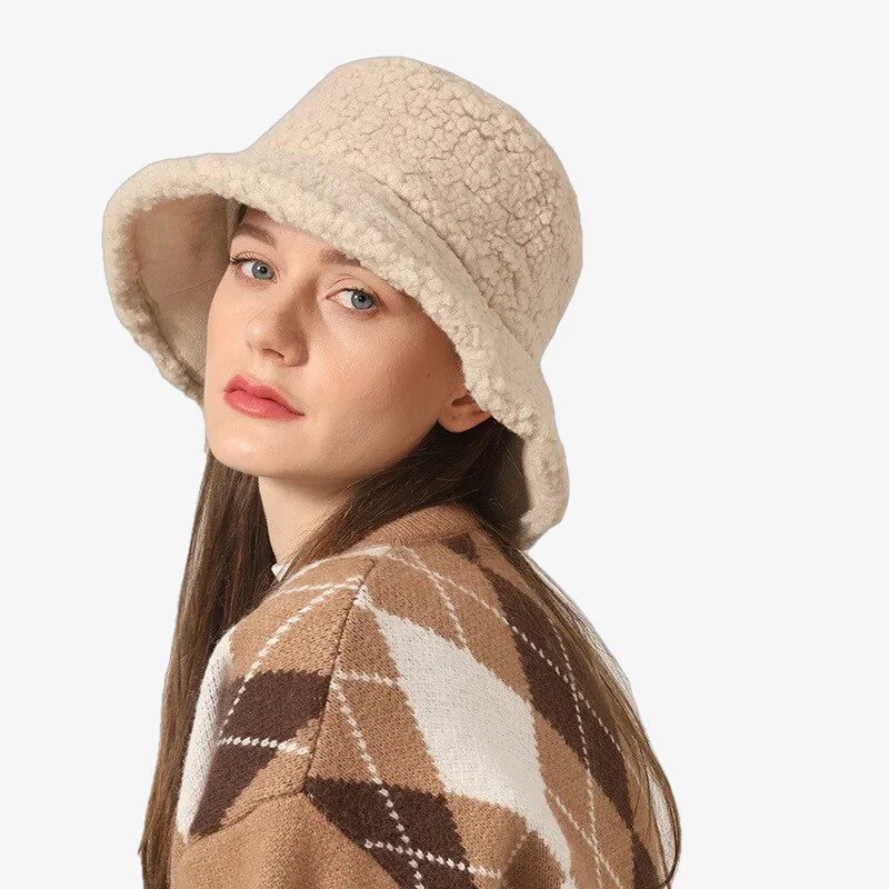 Chapeau bob mouton beige