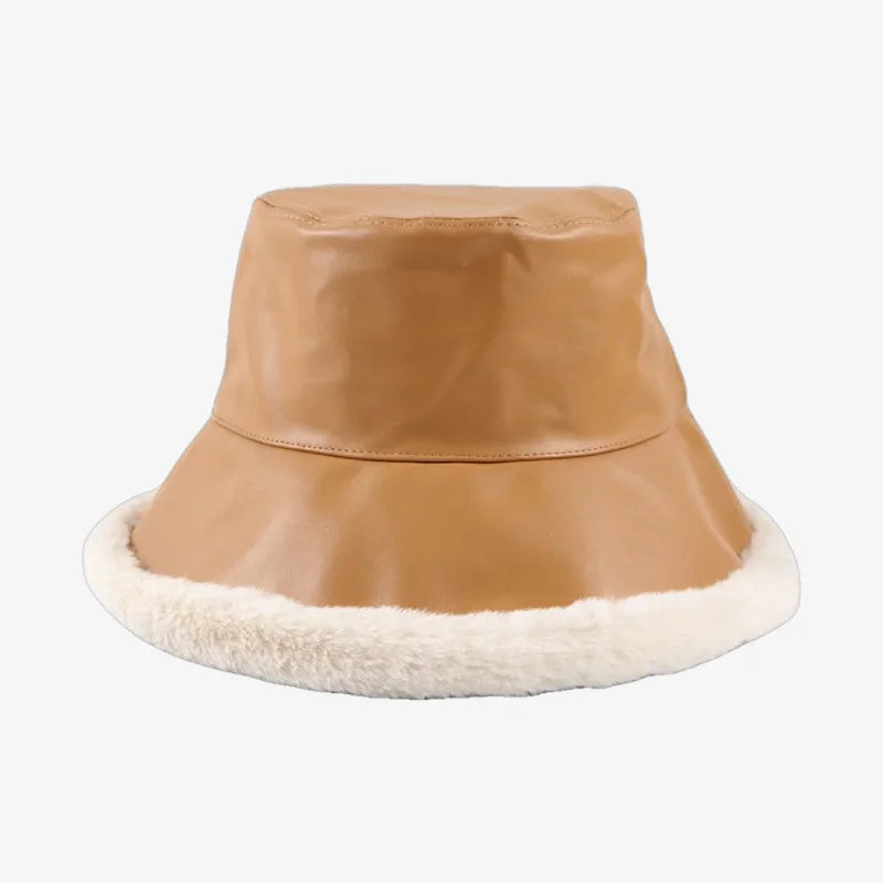 Chapeau bob simili cuir camel