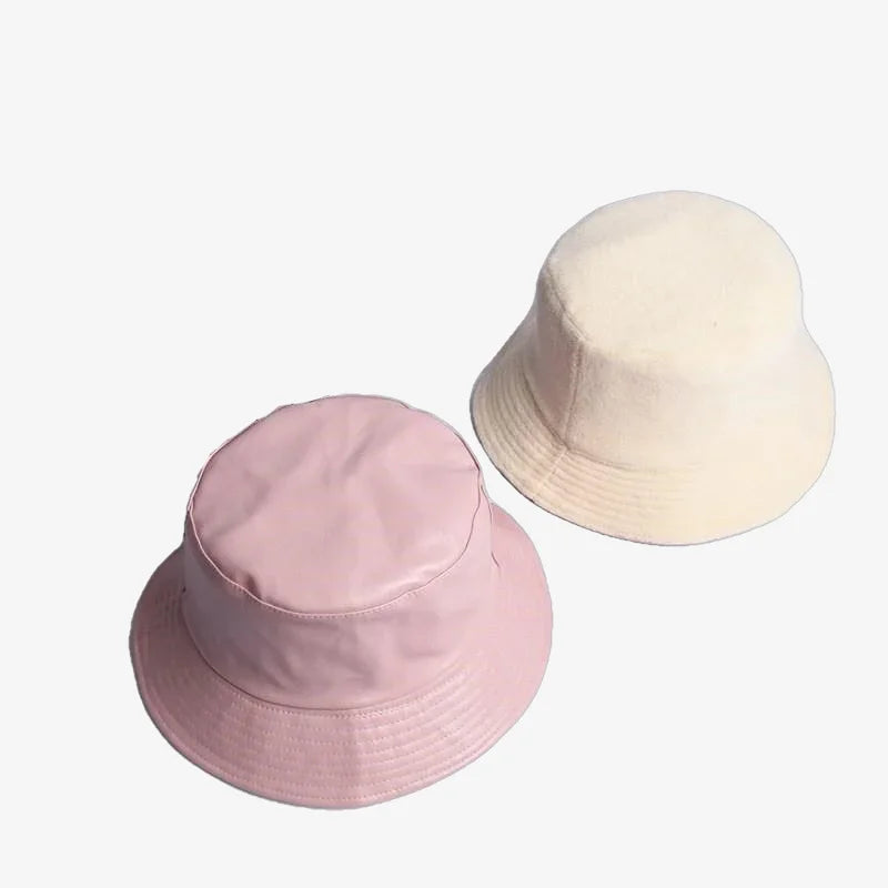 Chapeau bob simili cuir rose