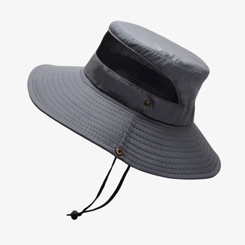 chapeau ficelle bob gris foncé avec aération