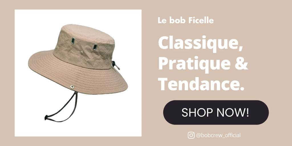 Bob beige à larges bords