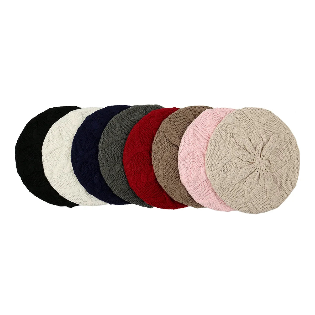Béret bonnet femme en maille torsadée