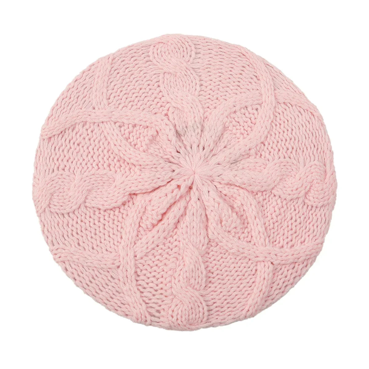 Béret bonnet femme en maille torsadée bleu foncé