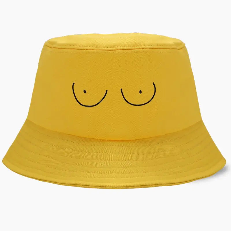 Chapeau bob avec des seins en motif de couleur jaune