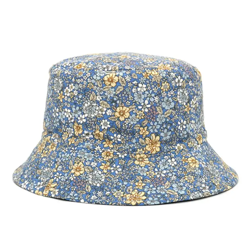 Bob chapeau fleur réversible bleu